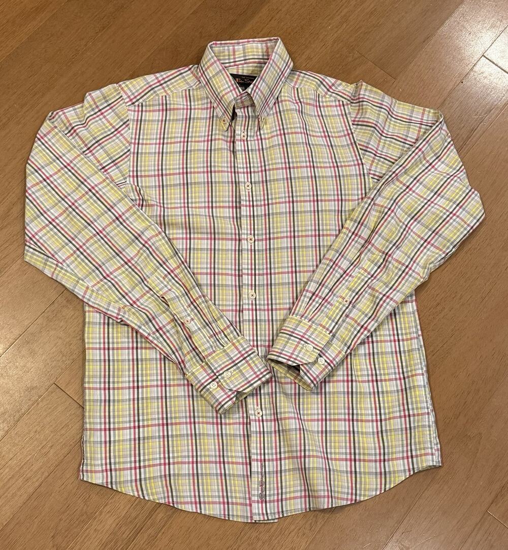 Ben Sherman Shirt Mens Medium Short Sleeve Button Up Multicolor Plaid Preppy EUC